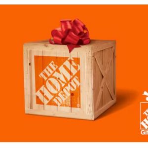 A $3,000 Lowe's Gift Card (Raffle #581) with a wooden crate and red bow on an orange background—great for raffles or as an alternative to a Home Depot gift card. Small gift card icon in the corner.