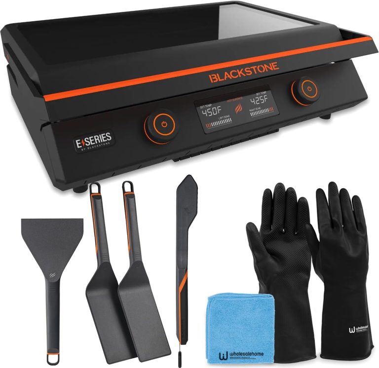 Raffle #620 features a 22" Electric Blackstone with lid and accessories: two spatulas, scraper, black gloves, and a blue cleaning cloth—ideal for raffles or upgrading your kitchen!.